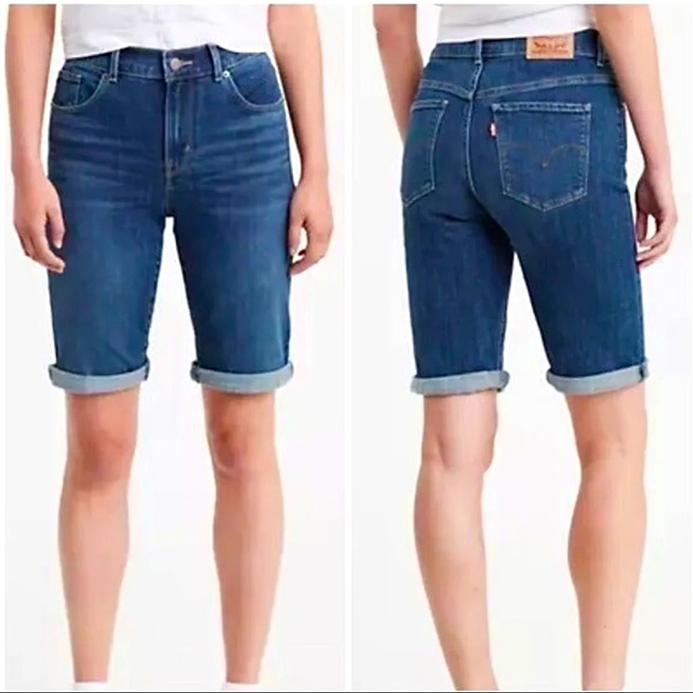 Levi’s Dark Wash High Rise Ladies Bermuda Shorts Size 30” EUC